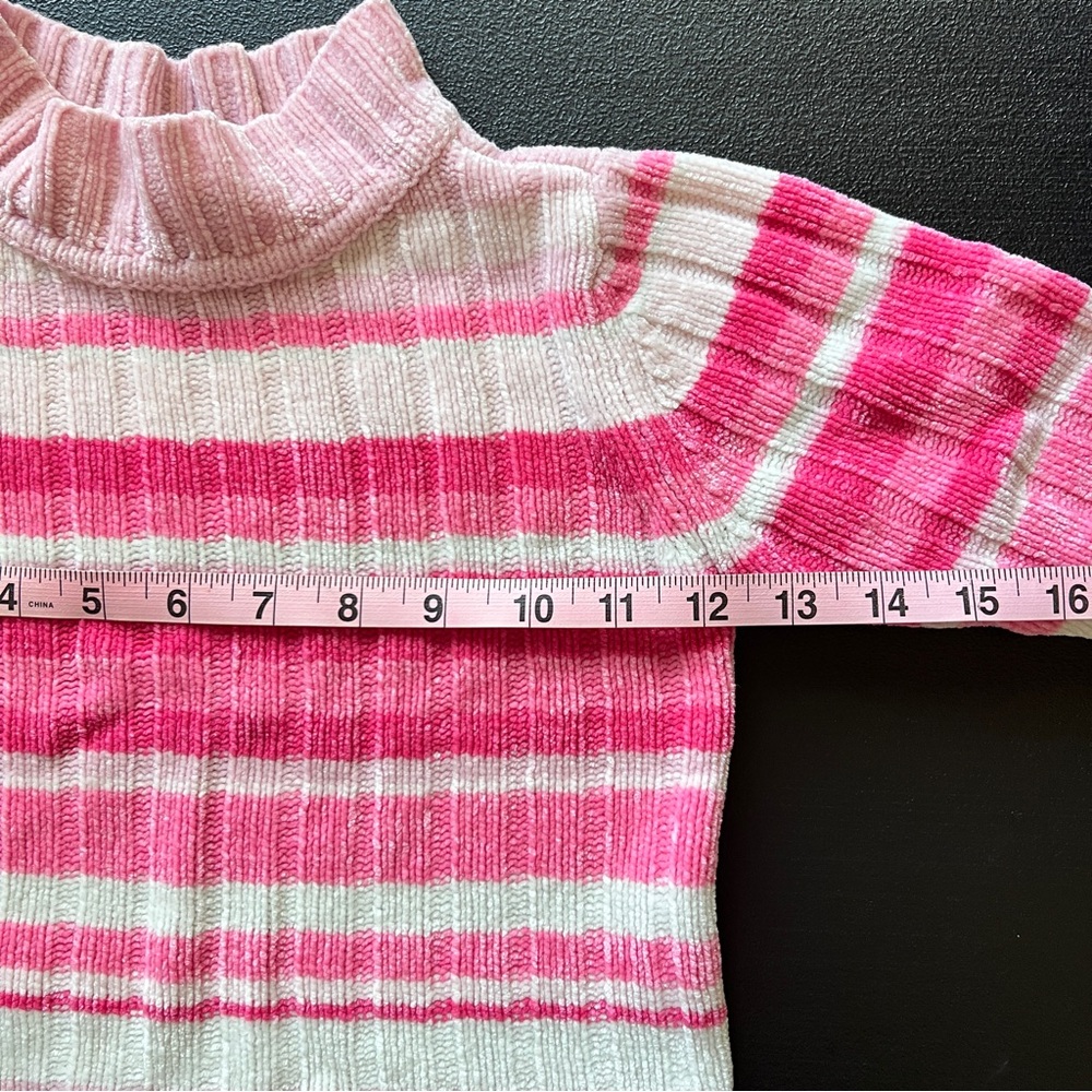 Vintage Y2K Covington Chenille Sweater Pink White Striped Mock Neck Knit 3T - Picture 13 of 14